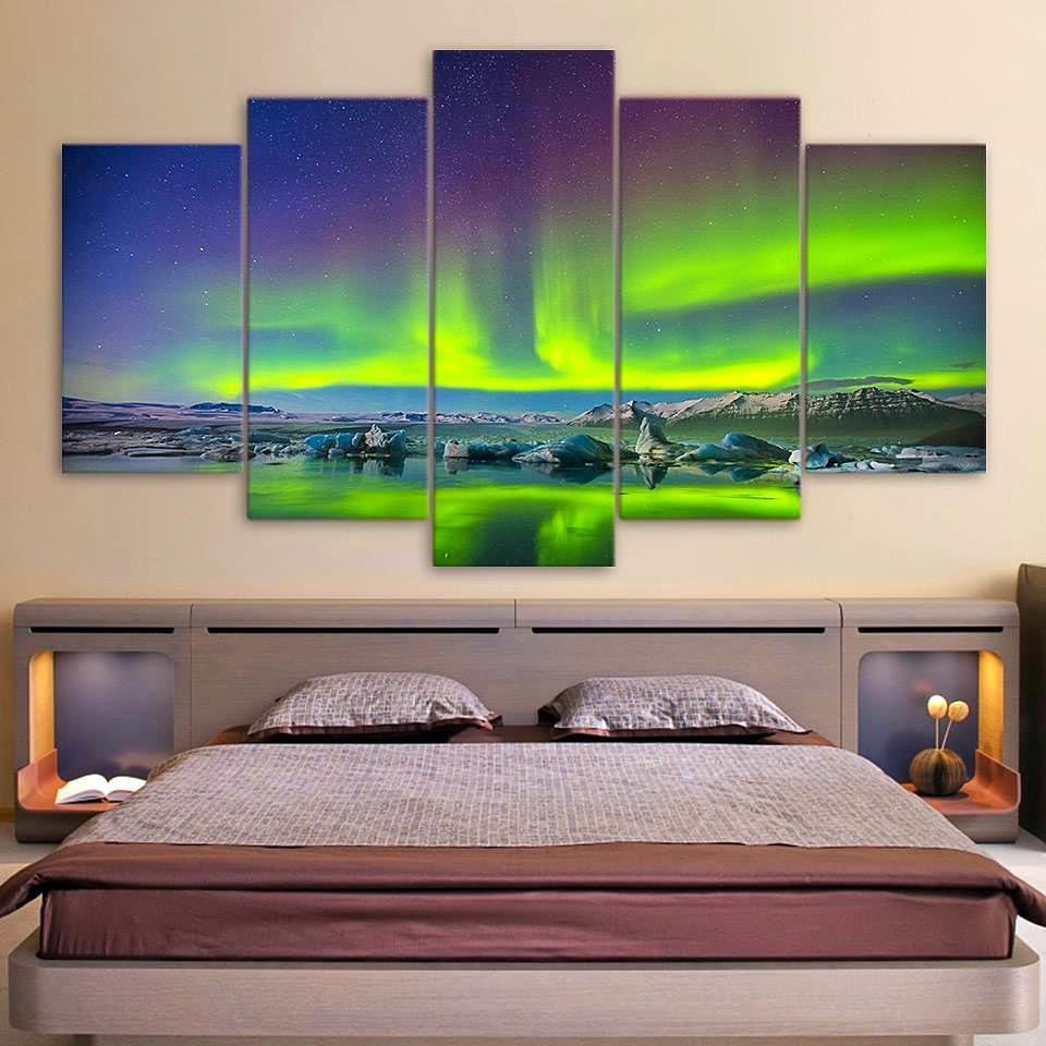 Aurora Psychedelic Starry Sky – Space Universe Canvas Wall Art