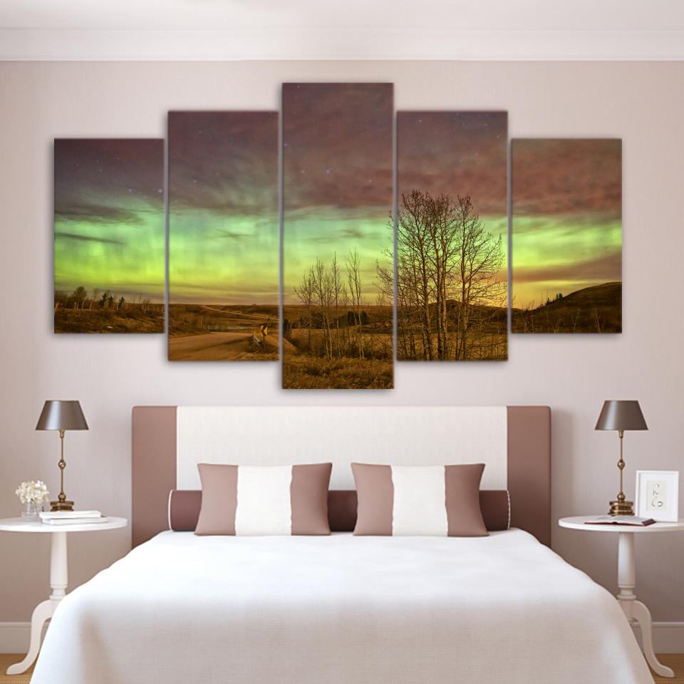 Aurora Sky Stars Shining Night – Nature Canvas Wall Art
