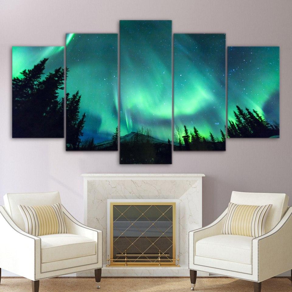 Aurora Starry Night Sky – Nature Canvas Wall Art
