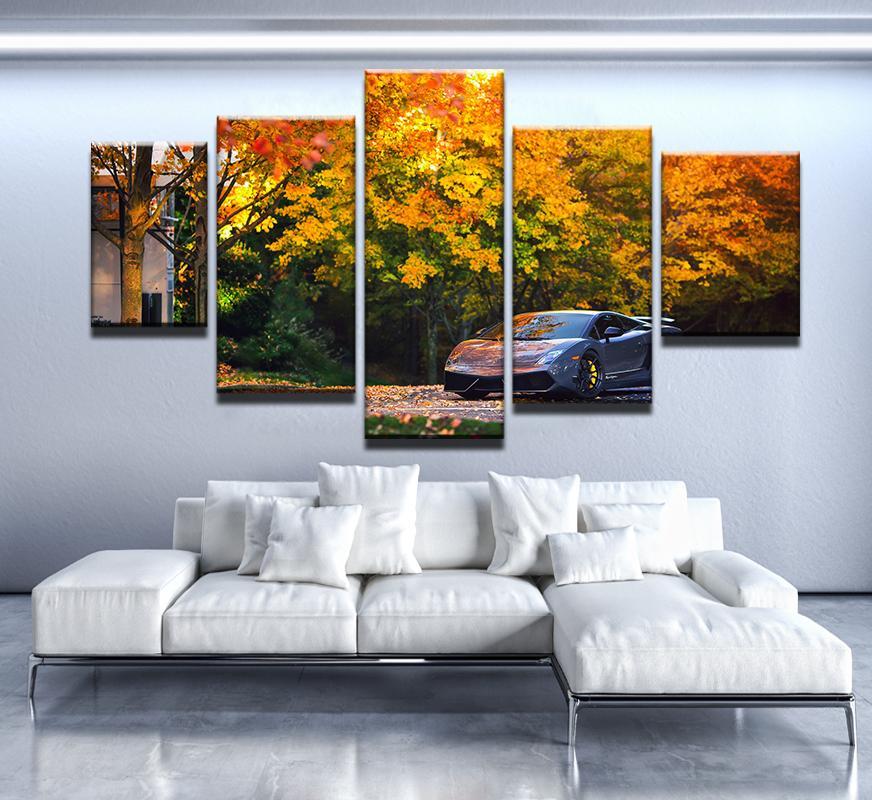 Autumn Lamborghini Drive – Automative Canvas Wall Art