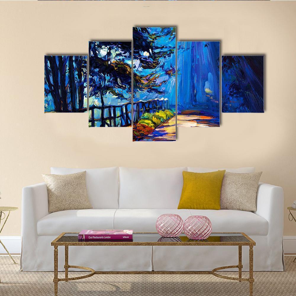 Autumn Park At Night – Abstract Nature Canvas Wall Art