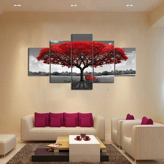 Autumn Red Tree – Nature Canvas Wall Art