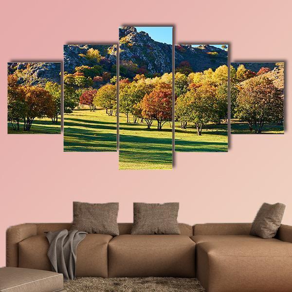 Autumn Steppe Sun Setting – Nature Canvas Wall Art