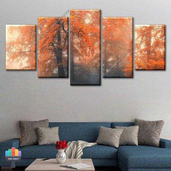 Autumn Trees Red Woods – Nature Canvas Wall Art