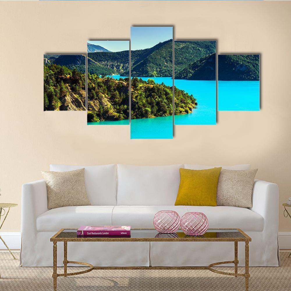 Azure Water Of Lac De La Castillon In France – Nature Canvas Wall Art
