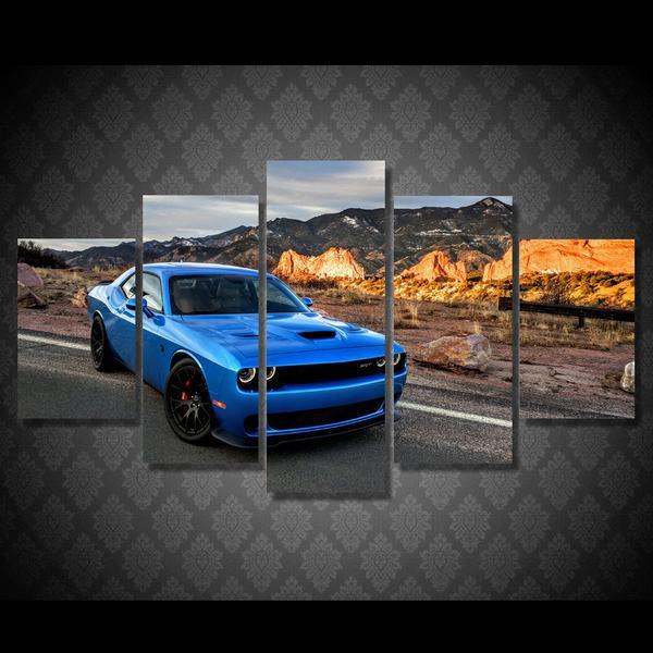 B5 Blue Dodge Challenger R/T Srt Hellcat Automative Canvas Wall Art