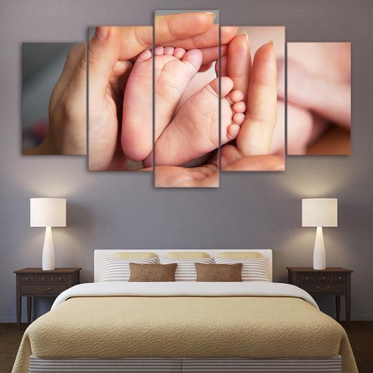 Baby’S Feet In Mother’S Hands – Abstract Canvas Wall Art