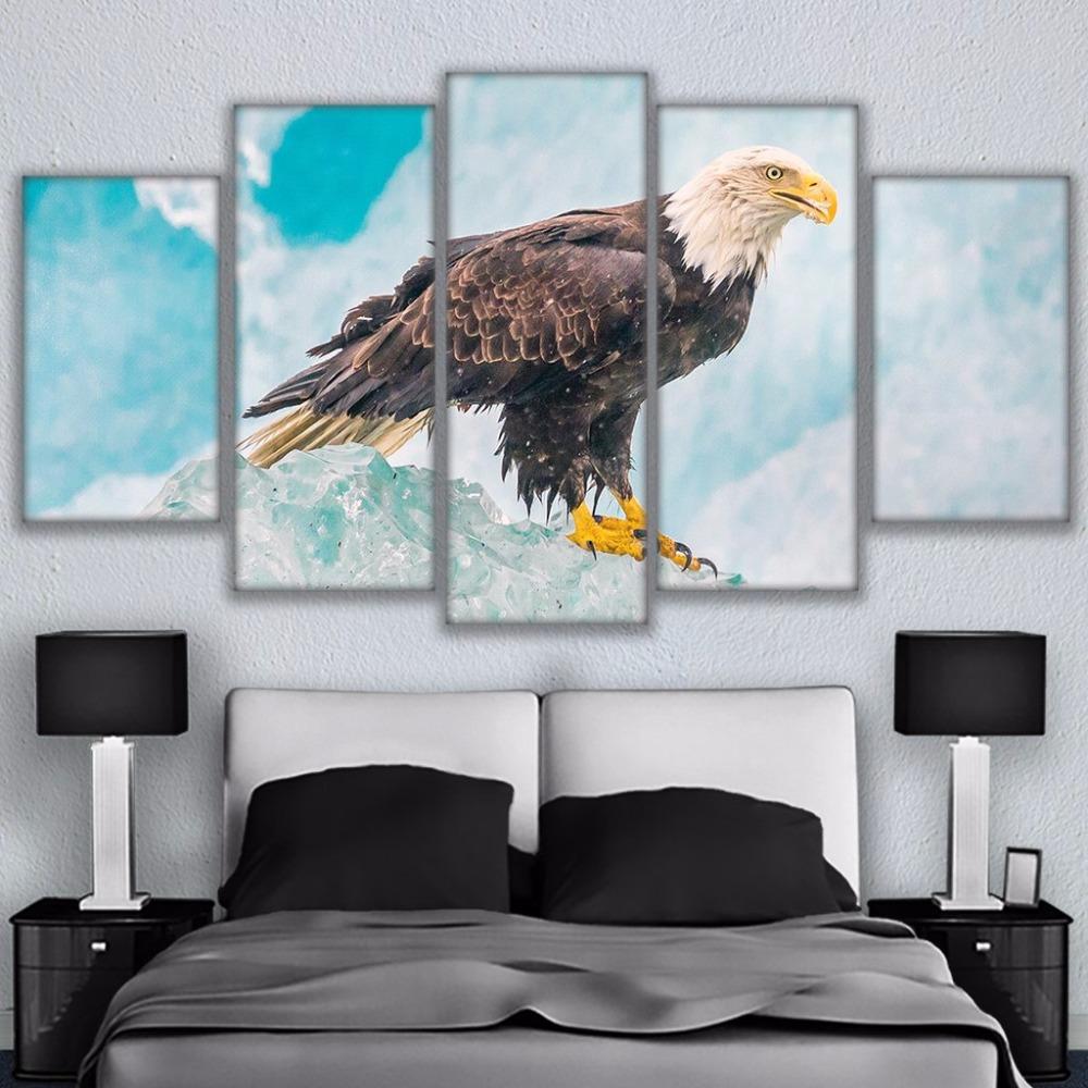 Bald Eagle Snow Mountains – Animal Canvas Wall Art