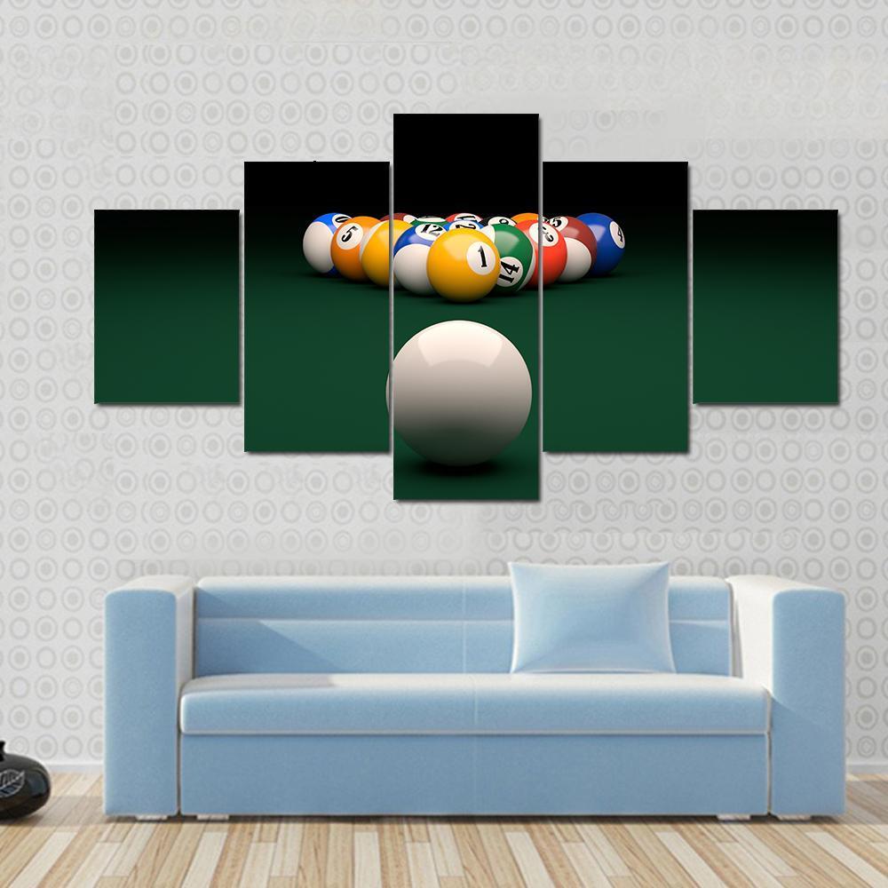 Balls On A Pool Billiards Green Table – Sport Canvas Wall Art