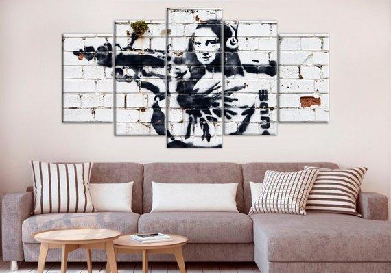 Banksy Mona Lisa Street Bazooka Gun – Abstract Canvas Wall Art