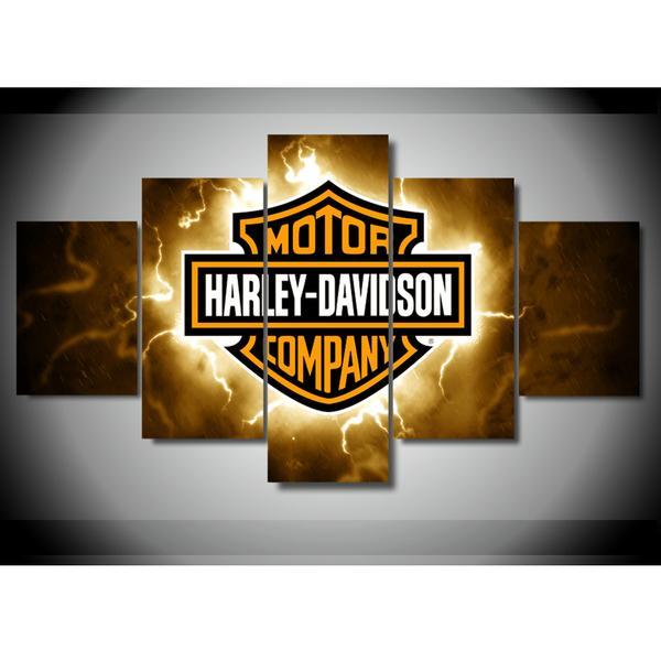 Bar Shield Tank Emblem Lightning Sparks Fire – Abstract Canvas Wall Art