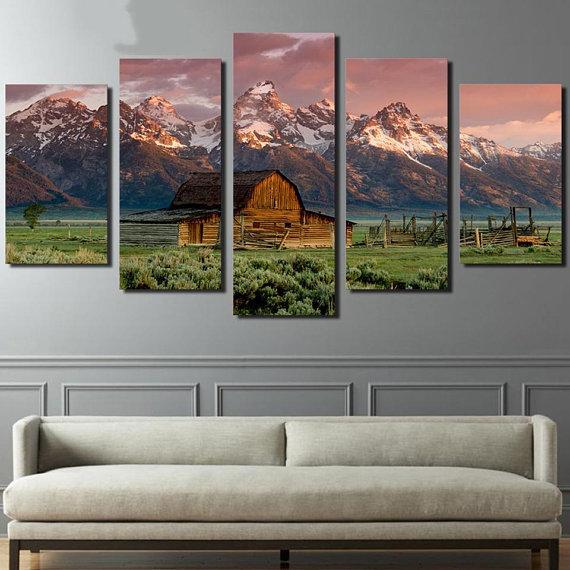 Barn In The Mountains – Nature Canvas Wall Art