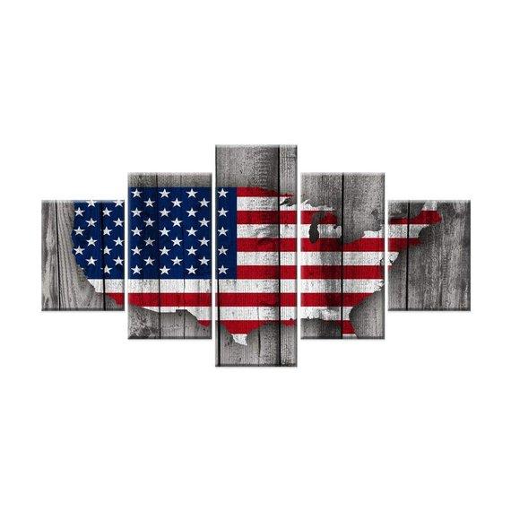 Barn Wood Style American Flag – Abstract Canvas Wall Art