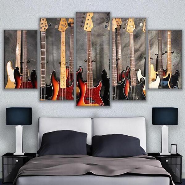 Bass Guitar Collage – Music Canvas Wall Art