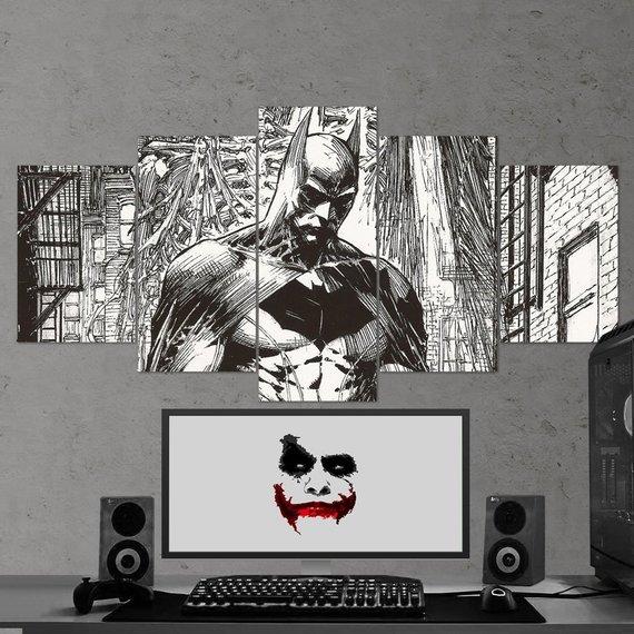 Batman Drawing Black And White – Dc Canvas Wall Art
