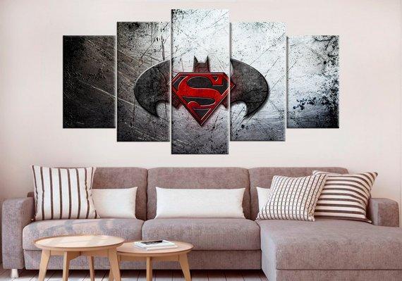 Batman Superman Logo – Dc Canvas Wall Art