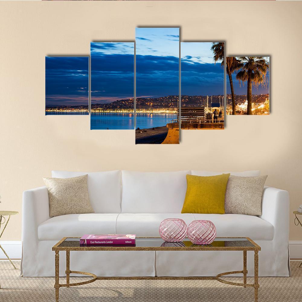 Beach And City Of Nice On French Riviera – Nature Canvas Wall Art