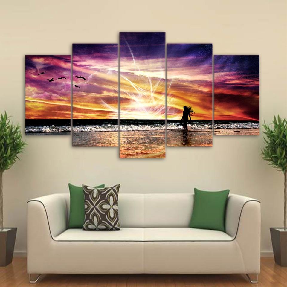 Beach Rosy Clouds – Nature Canvas Wall Art