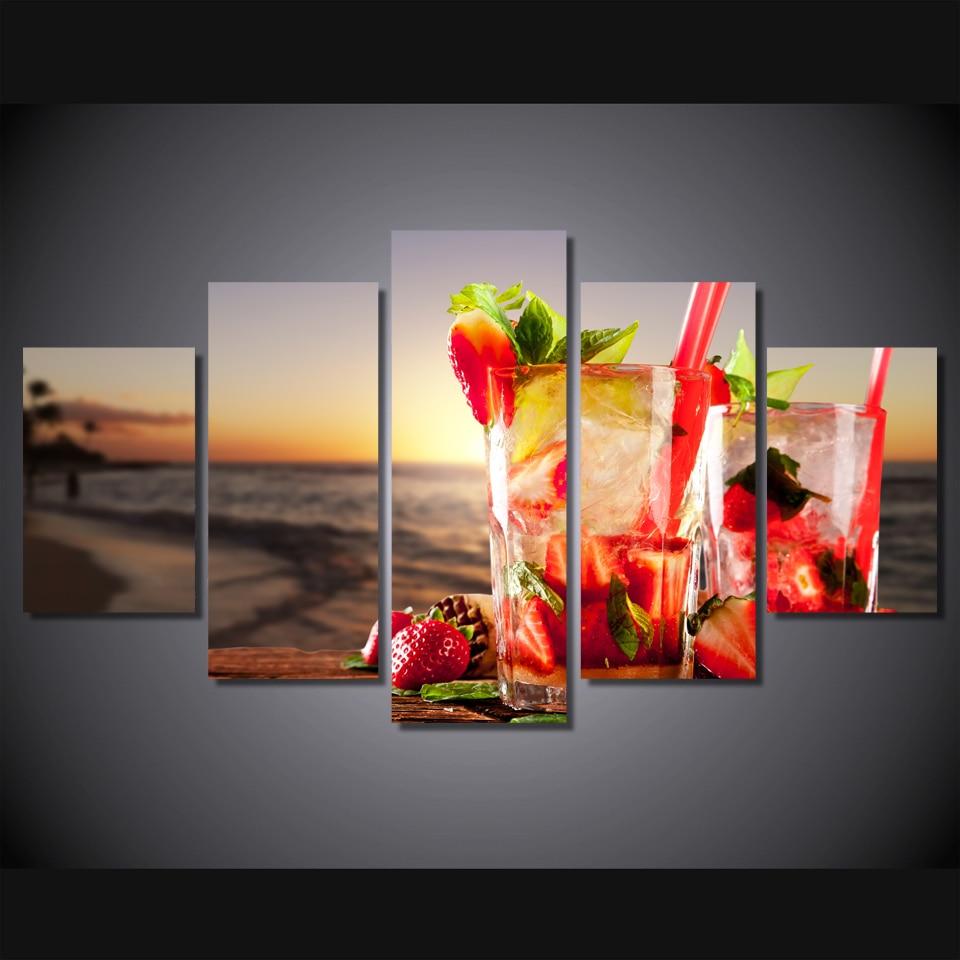 Beach Sea Drinks Cocktails – Wine Canvas Wall Art