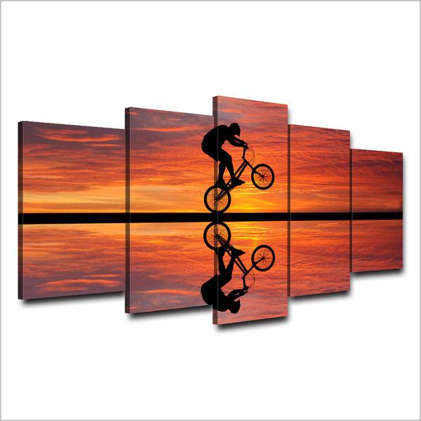 Beach Sunset Bike Cycling – Sport Canvas Wall Art