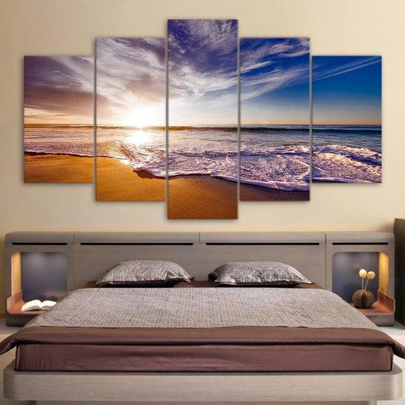 Beach Sunset Sea Waves – Nature Canvas Wall Art