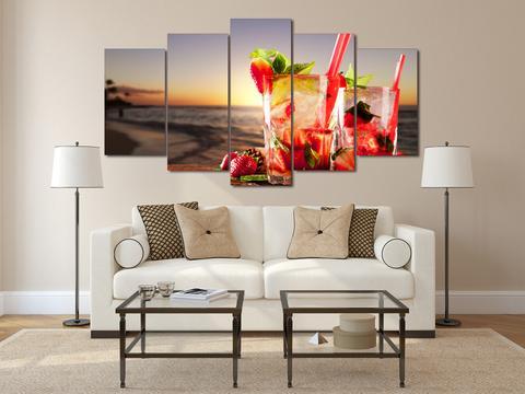 Beach With Cocktails – Wine Canvas Wall Art