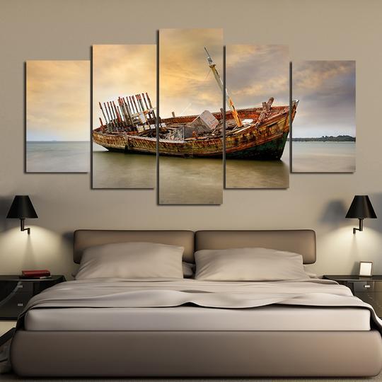 Beached Fishing Boat – Fishing Canvas Wall Art