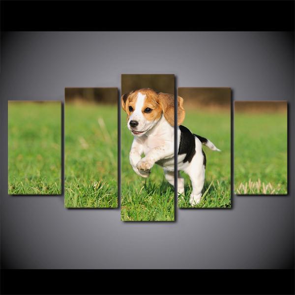 Beagle Dog Puppy Playing – Animal Canvas Wall Art