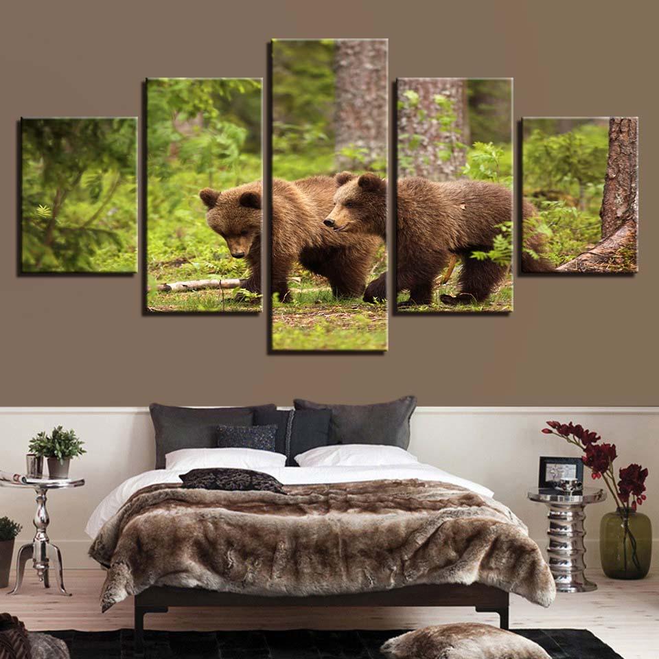 Bear Restaurant Forest – Animal Canvas Wall Art