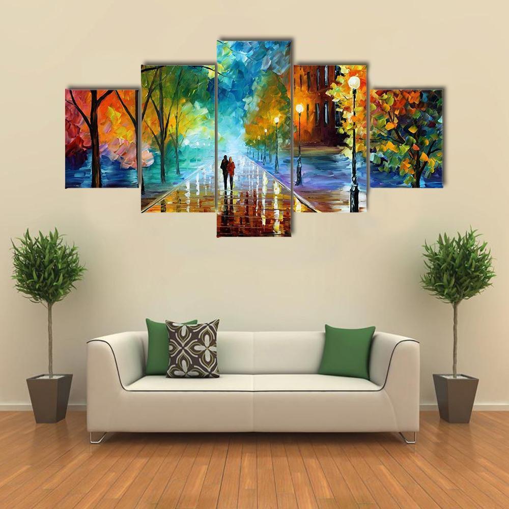 Beautiful Abstract Of Couple Walking In Park – Abstract Canvas Wall Art