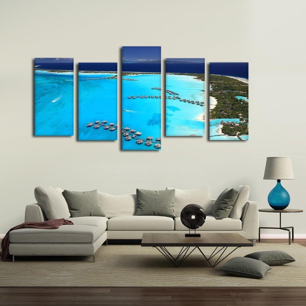 Beautiful Bora Bora Green Trees – Space Canvas Wall Art