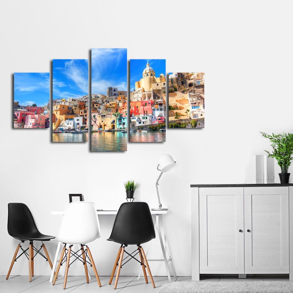 Beautiful Buildings Blue Sky White Cloud – Nature Canvas Wall Art