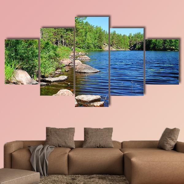Beautiful Forest Lake In Finland – Nature Canvas Wall Art