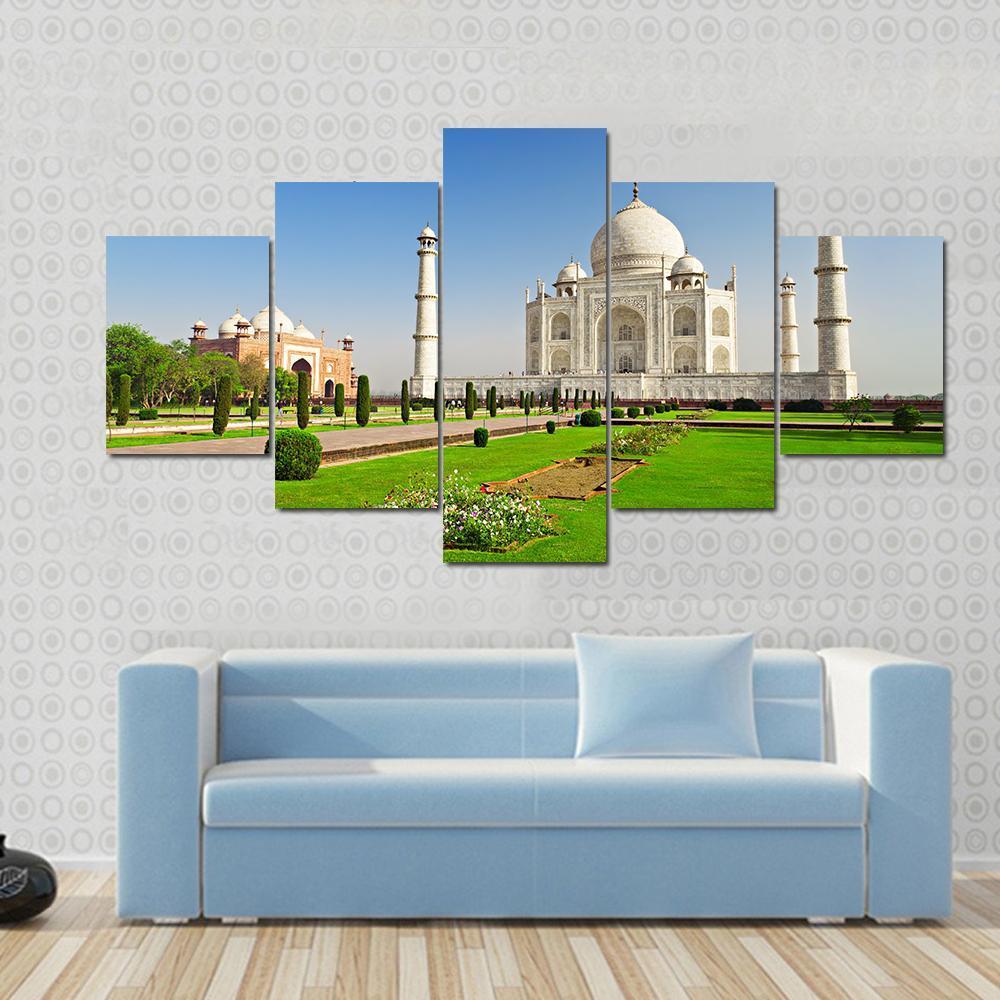 Beautiful Garden Infront Of Taj Mahal – Nature Canvas Wall Art