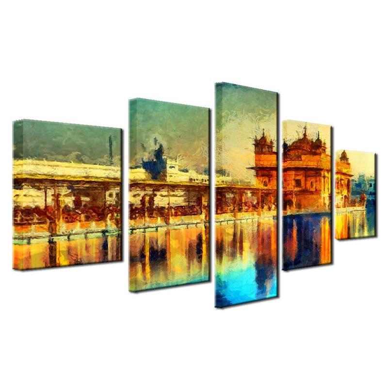 Beautiful Golden Temple 01 – Abstract Canvas Wall Art