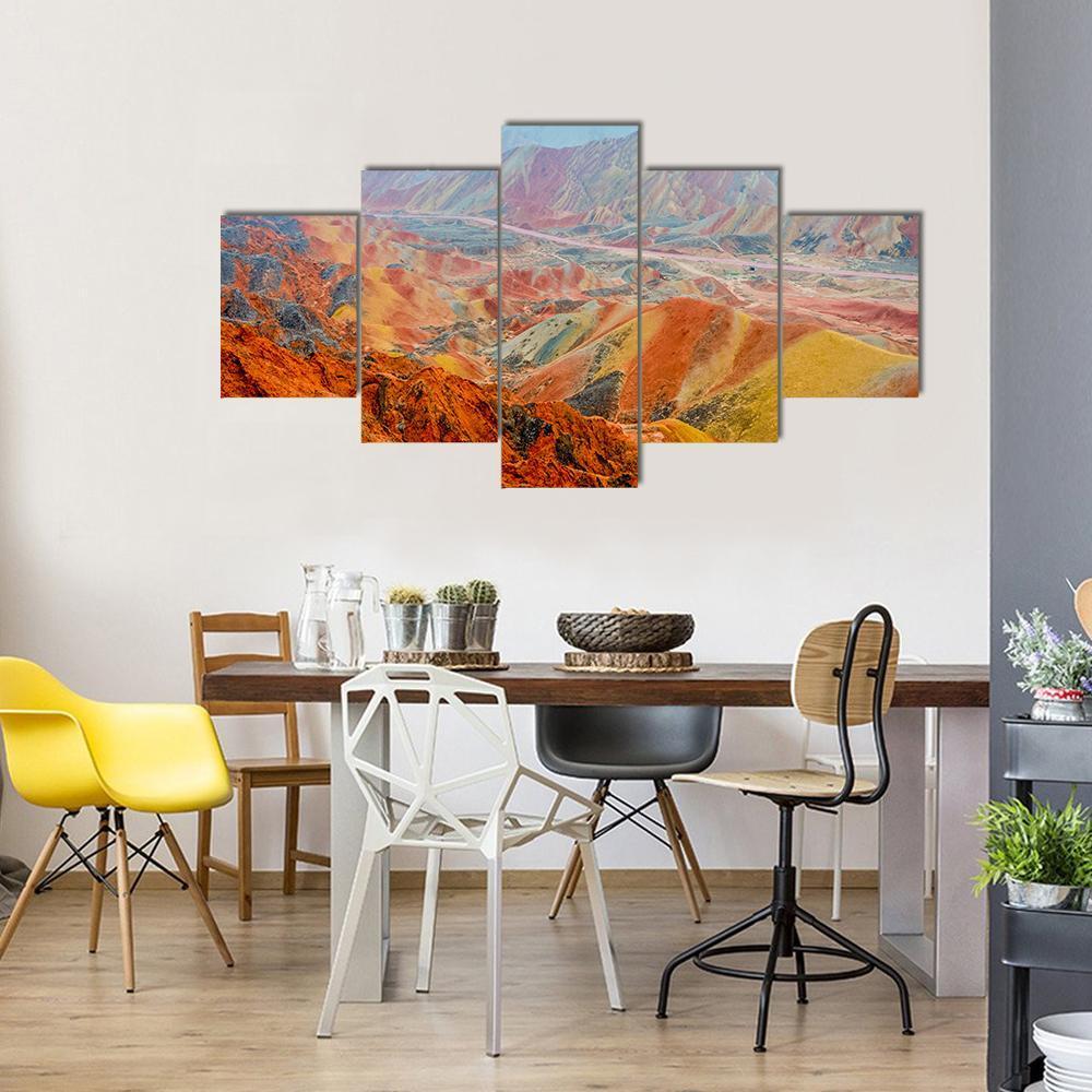 Beautiful Landscape Of Rainbow Mountains At Zhangye In China – Nature Canvas Wall Art