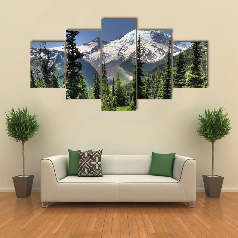 Beautiful Mount Rainier From Sunrise Nature – Canvas Wall Art