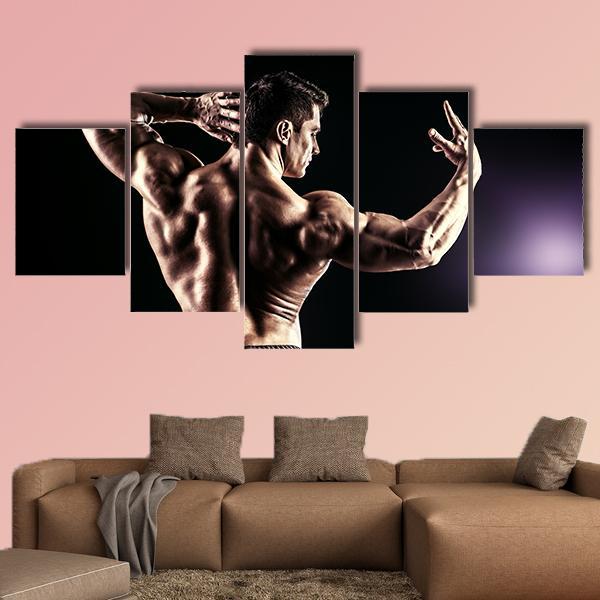 Beautiful Muscular Man Body Builder – Sport Canvas Wall Art