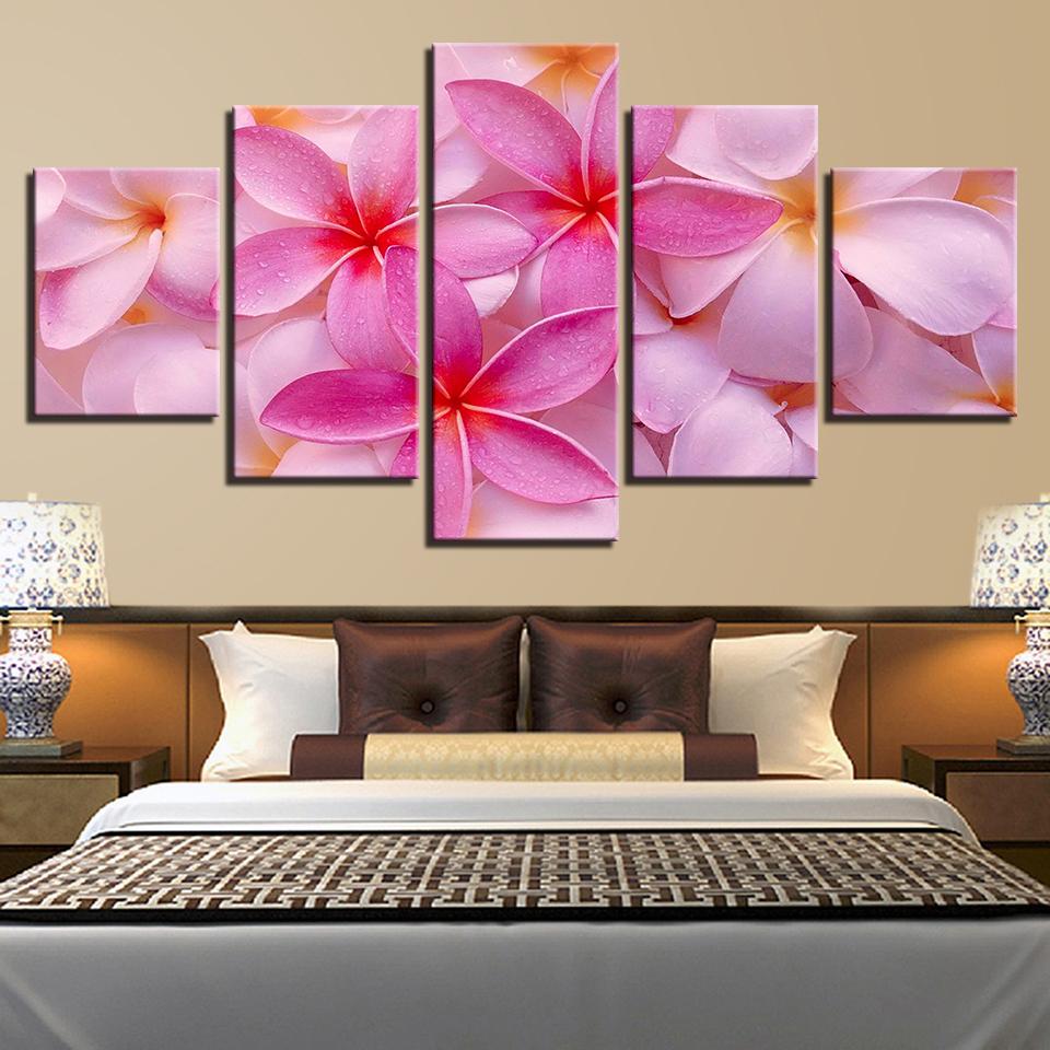 Beautiful Pink Plumeria Rubra Flowers – Nature Canvas Wall Art
