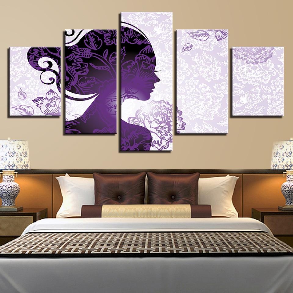 Beautiful Purple Woman And Flower – Abstract Canvas Wall Art