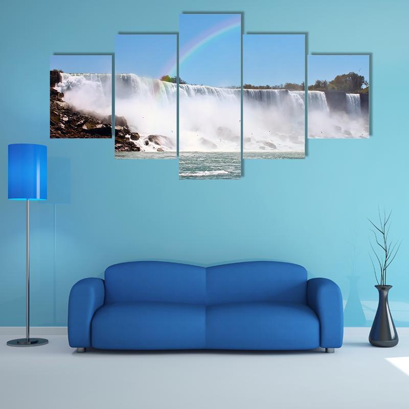 Beautiful Rainbow At Niagara Falls – Nature Canvas Wall Art