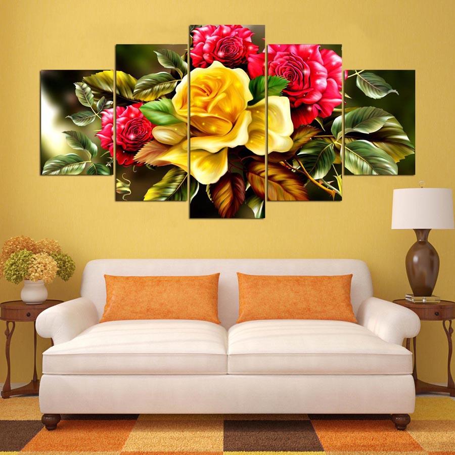 Beautiful Red And Yellow Flowers – Nature Canvas Wall Art