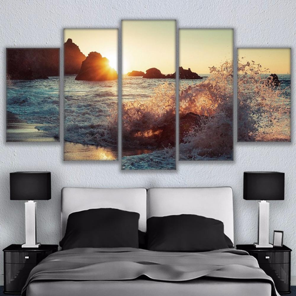 Beautiful Rocky Beach Sunset – Nature Canvas Wall Art