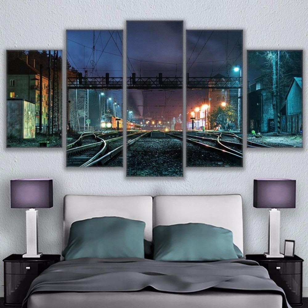 Beautiful Rustic Railroad Tracks – Nature Canvas Wall Art