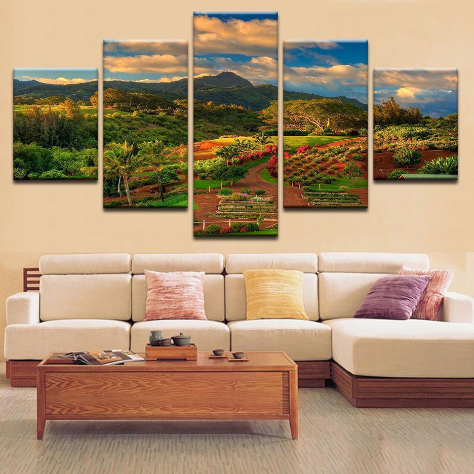 Beautiful Scenery Of A Mountain And A Villa – Nature Canvas Wall Art