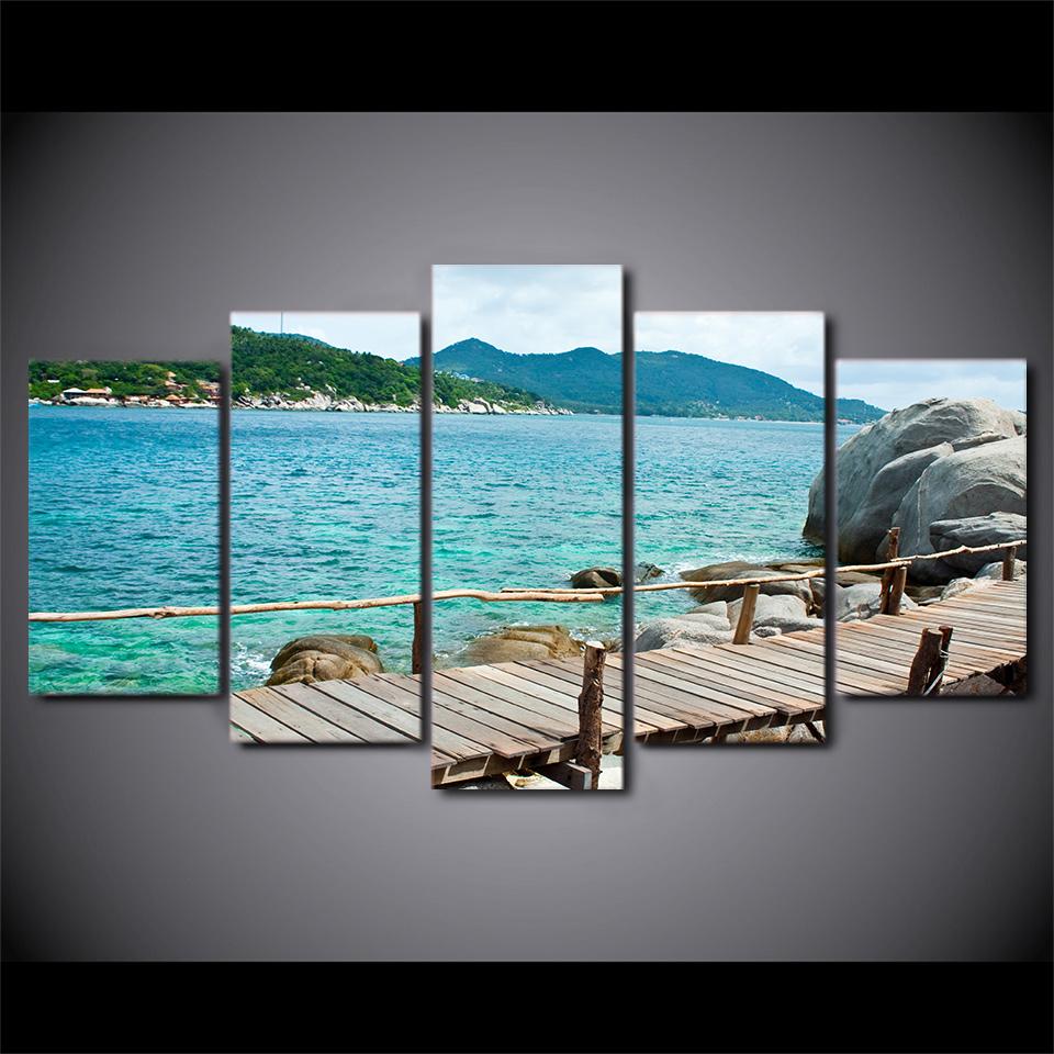 Beautiful Sea Coast Boardwalk – Nature Canvas Wall Art