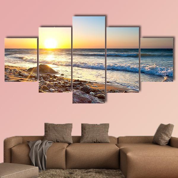 Beautiful Seascape During Sundown – Nature Canvas Wall Art