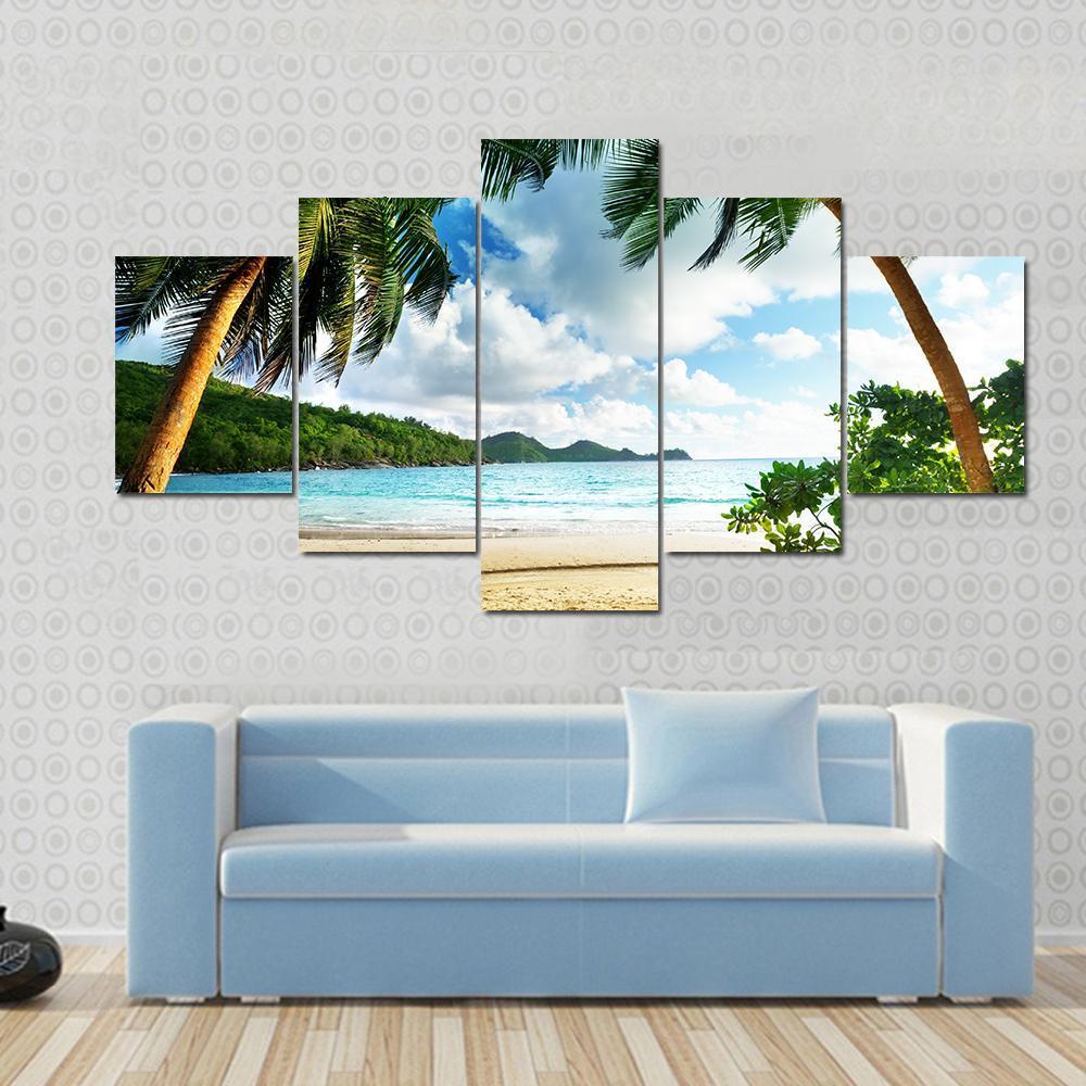 Beautiful Seychelles Beach And Wooden Pier – Nature Canvas Wall Art