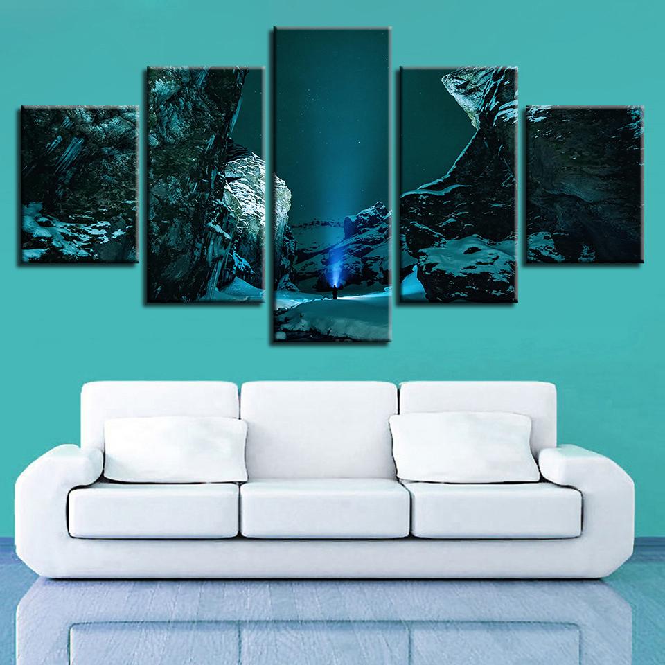 Beautiful Starry Sky Mountain Night – Nature Canvas Wall Art