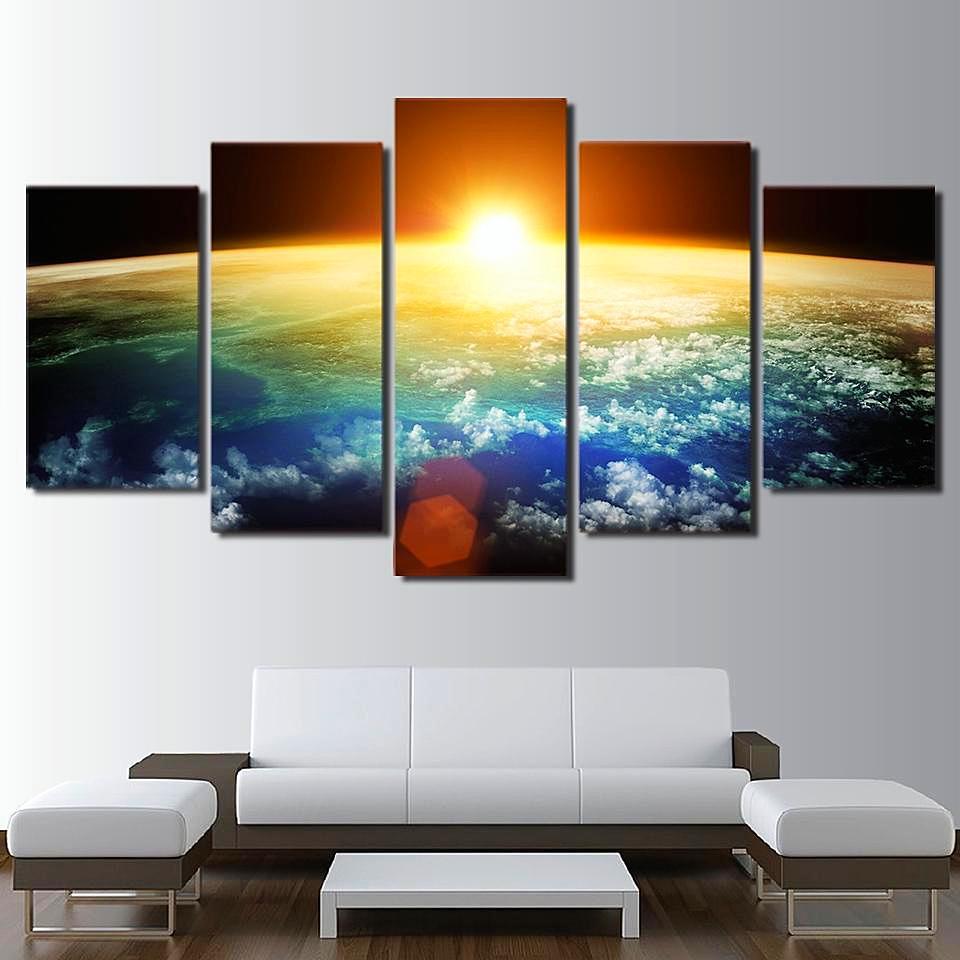 Beautiful Sunset On Planet Earth – Space Universe Canvas Wall Art